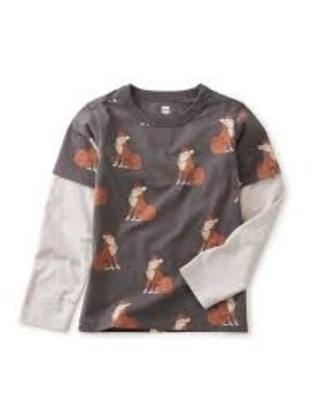 Tea Collection Boys Grey Layered Fox Tee, Size 14